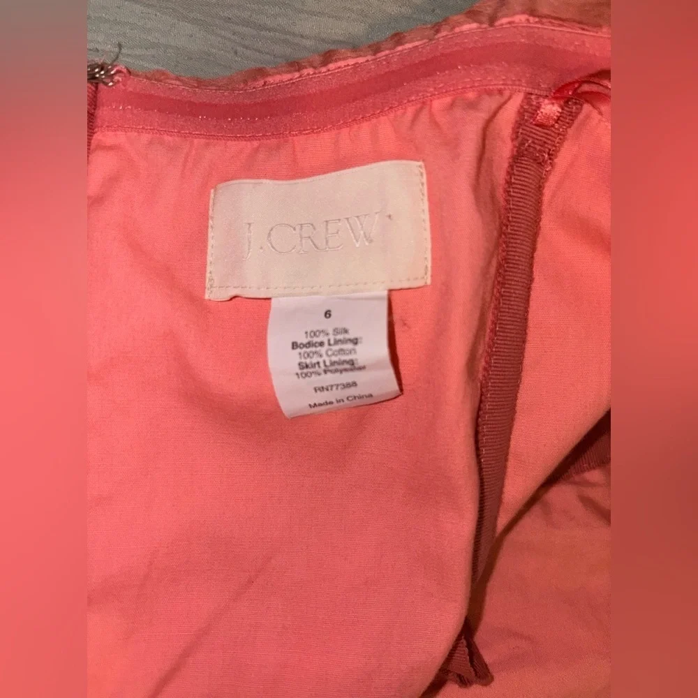 J. Crew 100% Silk Size 6 Coral Ruffle Wrap Women Dress Formal